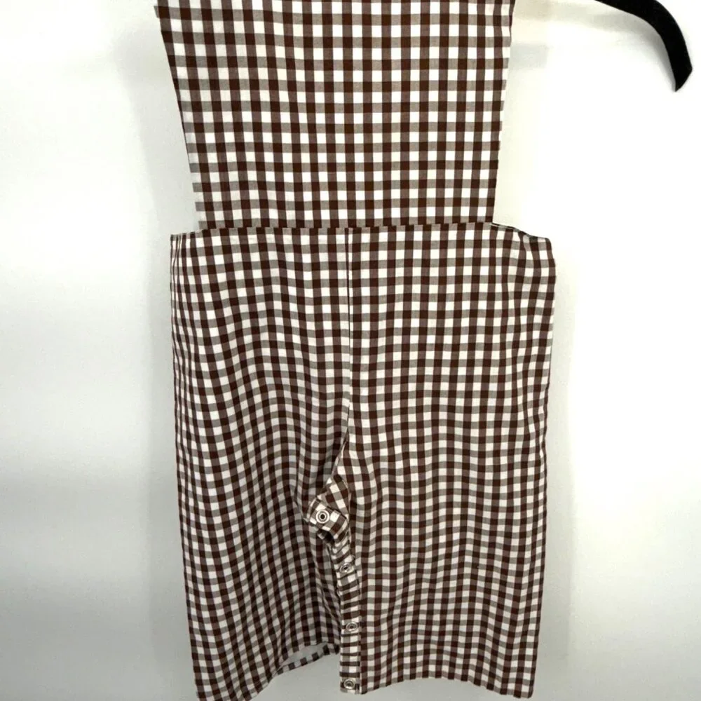 Smocked PolikaDot Brown & White Gingham Christmas Baby Romper 12mth‎